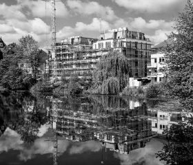 Minden, Schwanenteich. Kodak Tri-X, Orange Filter