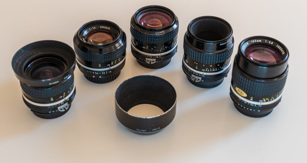 Nikkor Ai, Ai-S, 28mm, 35mm, 50mm, 55mm, 105mm