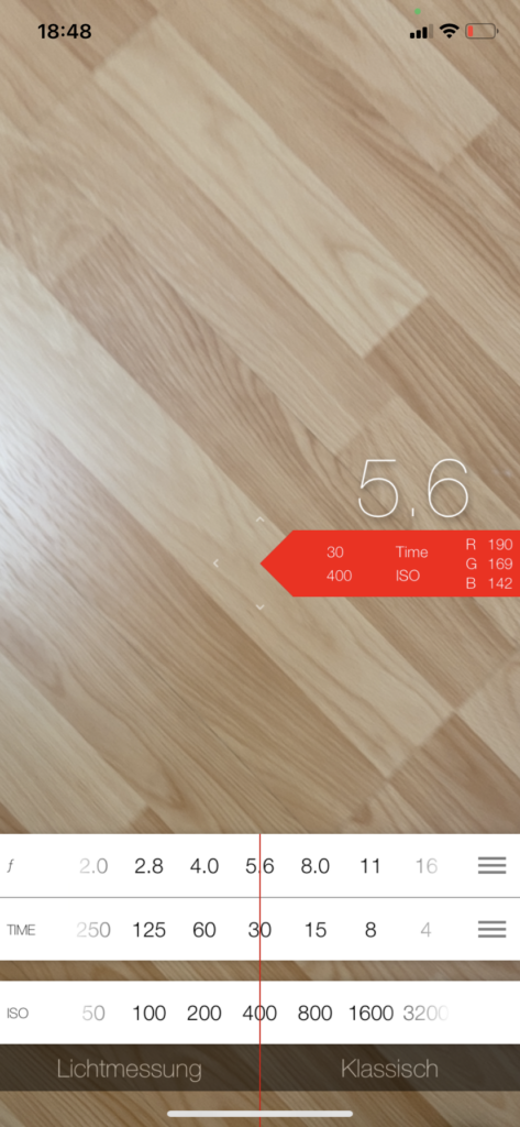 Belichtungsmesser-App Photometer für iOS