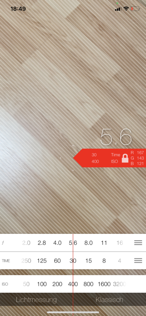 Belichtungsmesser-App Photometer für iOS